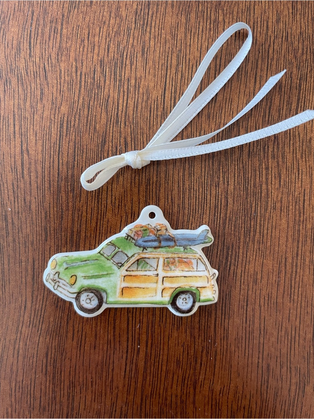 Longaberger SURF'S UP Pottery Tie-On Woody Beach Surf Board Basket Ornament New